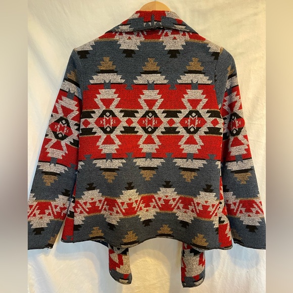 Cripple Creek Draped Open Front Cardigan Aztec Print Womens Sm - Picture 3 of 6